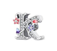 XWN Initial Letter 'K' 925 Sterling Silver Charm Bead - Compatible with Pandora Bracelets, Dangle Pendant Charm, Suitable for Necklaces & Bracelets, Ideal Jewelry Gift for Women