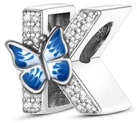 XWN Initial Letter 'K' 925 Sterling Silver Charm Bead - Compatible with Pandora Bracelets, Dangle Pendant Charm, Suitable for Necklaces & Bracelets, Ideal Jewelry Gift for Women
