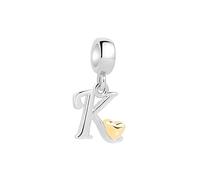 XWN Initial Letter 'K' 925 Sterling Silver Charm Bead - Compatible with Pandora Bracelets, Dangle Pendant Charm, Suitable for Necklaces & Bracelets, Ideal Jewelry Gift for Women