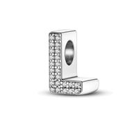 XWN Initial Letter 'L' 925 Sterling Silver Charm Bead - Compatible with Pandora Bracelets, Dangle Pendant Charm, Suitable for Necklaces & Bracelets, Ideal Jewelry Gift for Women