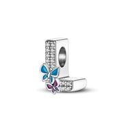 XWN Initial Letter 'L' 925 Sterling Silver Charm Bead - Compatible with Pandora Bracelets, Dangle Pendant Charm, Suitable for Necklaces & Bracelets, Ideal Jewelry Gift for Women