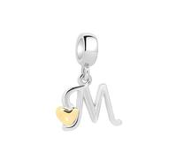 XWN Initial Letter 'M' 925 Sterling Silver Charm Bead - Compatible with Pandora Bracelets, Dangle Pendant Charm, Suitable for Necklaces & Bracelets, Ideal Jewelry Gift for Women
