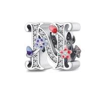 XWN Initial Letter 'N' 925 Sterling Silver Charm Bead - Compatible with Pandora Bracelets, Dangle Pendant Charm, Suitable for Necklaces & Bracelets, Ideal Jewelry Gift for Women