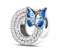 XWN Initial Letter 'O' 925 Sterling Silver Charm Bead - Compatible with Pandora Bracelets, Dangle Pendant Charm, Suitable for Necklaces & Bracelets, Ideal Jewelry Gift for Women