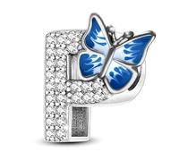 XWN Initial Letter 'P' 925 Sterling Silver Charm Bead - Compatible with Pandora Bracelets, Dangle Pendant Charm, Suitable for Necklaces & Bracelets, Ideal Jewelry Gift for Women