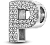 XWN Initial Letter 'P' 925 Sterling Silver Charm Bead - Compatible with Pandora Bracelets, Dangle Pendant Charm, Suitable for Necklaces & Bracelets, Ideal Jewelry Gift for Women