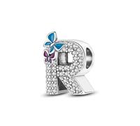 XWN Initial Letter 'R' 925 Sterling Silver Charm Bead - Compatible with Pandora Bracelets, Dangle Pendant Charm, Suitable for Necklaces & Bracelets, Ideal Jewelry Gift for Women