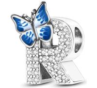 XWN Initial Letter 'R' 925 Sterling Silver Charm Bead - Compatible with Pandora Bracelets, Dangle Pendant Charm, Suitable for Necklaces & Bracelets, Ideal Jewelry Gift for Women