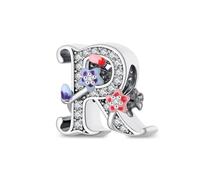 XWN Initial Letter 'R' 925 Sterling Silver Charm Bead - Compatible with Pandora Bracelets, Dangle Pendant Charm, Suitable for Necklaces & Bracelets, Ideal Jewelry Gift for Women