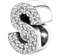 XWN Initial Letter 'S' 925 Sterling Silver Charm Bead - Compatible with Pandora Bracelets, Dangle Pendant Charm, Suitable for Necklaces & Bracelets, Ideal Jewelry Gift for Women