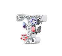 XWN Initial Letter 'T' 925 Sterling Silver Charm Bead - Compatible with Pandora Bracelets, Dangle Pendant Charm, Suitable for Necklaces & Bracelets, Ideal Jewelry Gift for Women
