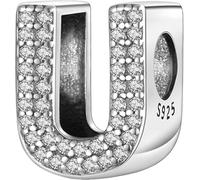 XWN Initial Letter 'U' 925 Sterling Silver Charm Bead - Compatible with Pandora Bracelets, Dangle Pendant Charm, Suitable for Necklaces & Bracelets, Ideal Jewelry Gift for Women