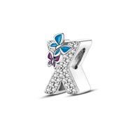 XWN Initial Letter 'X' 925 Sterling Silver Charm Bead - Compatible with Pandora Bracelets, Dangle Pendant Charm, Suitable for Necklaces & Bracelets, Ideal Jewelry Gift for Women