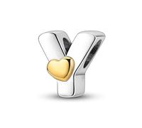 XWN Initial Letter 'Y' 925 Sterling Silver Charm Bead - Compatible with Pandora Bracelets, Dangle Pendant Charm, Suitable for Necklaces & Bracelets, Ideal Jewelry Gift for Women