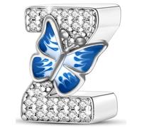 XWN Initial Letter 'Z' 925 Sterling Silver Charm Bead - Compatible with Pandora Bracelets, Dangle Pendant Charm, Suitable for Necklaces & Bracelets, Ideal Jewelry Gift for Women