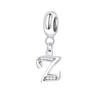 XWN Initial Letter 'Z' 925 Sterling Silver Charm Bead - Compatible with Pandora Bracelets, Dangle Pendant Charm, Suitable for Necklaces & Bracelets, Ideal Jewelry Gift for Women