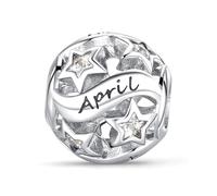 XWN Women's 925 Sterling Silver April Birthstone Pendant, compatible with Pandora-style and European-style bracelets and necklaces, an ideal jewelry gift for women.