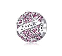 XWN Women's 925 Sterling Silver Birthstone Pendant, compatible with Pandora-style and European-style bracelets and necklaces, an ideal jewelry gift for women.MON1