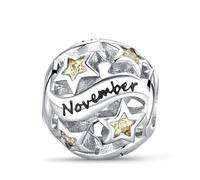 XWN Women's 925 Sterling Silver Birthstone Pendant, compatible with Pandora-style and European-style bracelets and necklaces, an ideal jewelry gift for women.MON1