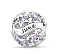 XWN Women's 925 Sterling Silver June Birthstone Pendant, compatible with Pandora-style and European-style bracelets and necklaces, an ideal jewelry gift for women.