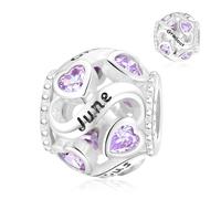 XWN Women's 925 Sterling Silver June Birthstone Pendant, compatible with Pandora-style and European-style bracelets and necklaces, an ideal jewelry gift for women.