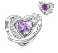 XWN Women's 925 Sterling Silver June Birthstone Pendant, compatible with Pandora-style and European-style bracelets and necklaces, an ideal jewelry gift for women.