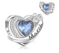 XWN Women's 925 Sterling Silver March Birthstone Pendant, compatible with Pandora-style and European-style bracelets and necklaces, an ideal jewelry gift for women.