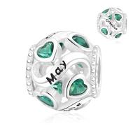 XWN Women's 925 Sterling Silver May Birthstone Pendant, compatible with Pandora-style and European-style bracelets and necklaces, an ideal jewelry gift for women.