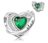 XWN Women's 925 Sterling Silver May Birthstone Pendant, compatible with Pandora-style and European-style bracelets and necklaces, an ideal jewelry gift for women.