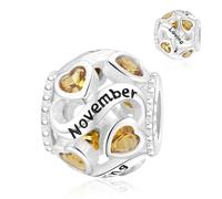 XWN Women's 925 Sterling Silver November Birthstone Pendant, compatible with Pandora-style and European-style bracelets and necklaces, an ideal jewelry gift for women.