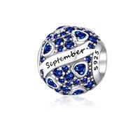 XWN Women's 925 Sterling Silver September Birthstone Pendant, compatible with Pandora-style and European-style bracelets and necklaces, an ideal jewelry gift for women.