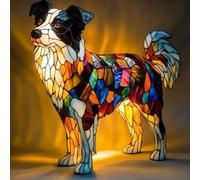 XWNGDAFEVF 3D Table Lamp Cute New Dog Series Home Decor Resin Tabletop Night Light Loyal Companionship Lighting, Border Collie