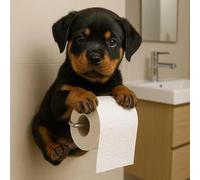 XWNGDAFEVF Dog and Cat Tissue Holder 3D Printed Pet Toilet Paper Holder Wall Mounted Tissue Roll Dispenser Stand for Bathroom Decoration, Rottweiler