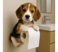 XWNGDAFEVF Dog and Cat Tissue Holder 3D Printed Pet Toilet Paper Holder Wall Mounted Tissue Roll Dispenser Stand for Bathroom Decoration, Beagle