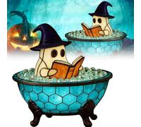 XWNGDAFEVF Halloween Ghost Lamp Reading Book Themed Cute LED Night Light Bubble Bath Table Lamp Bedside Lighting for Halloween Party Gift, A