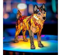 XWNGDAFEVF Siamese Lamp Dog and Cat Series Art Table Lamp Animal Statue Home Desktop Decoration LED Night Light, Husky2