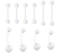 Xwnskvvz 14G Clear Plastic Belly Button Ring Retainer for Surgery Sports, Curved Barbell Pregnancy Long Navel Piercing Jewelry 10-16mm