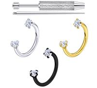 Xwnskvvz 18G Horseshoe Nose Ring Double Gem Surgical Steel Septum Horse Shoe Nose Ring Small Septum Rings Labret Lip Piercing Jewelry for Women Plus Piercing Ball Grabber Tool, Metal Crystal, cubic