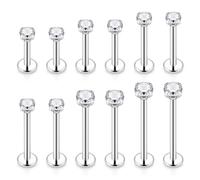 Xwnskvvz Different Sizes Internally Threaded Labret Jewelry Surgical Steel Ashley Piercing Jewelry 16g Conch Piercing Jewelry Medusa Piercing Jewelry Monroe Lip Cheek Rings Studs Tragus Earring, Metal