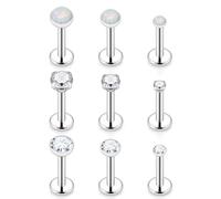 Xwnskvvz Opal Medusa Piercing Jewelry 16g Surgical Steel Conch Piercing Jewelry Internally Threaded Labret Jewelry Monroe Lip Rings Studs Cartilage Helix Conch Tragus Earring for Women Men, Metal