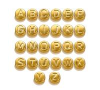 XWNXQ 10 Pcs 7 Mm Metal Letter Beads, A-Z Flat Round Letter Spacer Beads, for Threading DIY Handmade Bracelet Necklace Earring Accessories