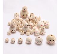 XWNXQ 100 Pcs 10-25 Mm Printed Smiley Face Wooden Beads, Natural Wooden Craft Beads, for Bracelet Necklace Earrings Handmade DIY Craft Making