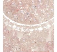 XWNXQ 100 Pcs 10 Mm Clear Crackle Glass Beads, Colorful Round Glass Beads with Holes, for DIY Crafts Bracelet Necklace Hair Accessories Jewelry Making