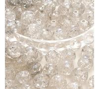 XWNXQ 100 Pcs 10 Mm Clear Crackle Glass Beads, Colorful Round Glass Beads with Holes, for DIY Crafts Bracelet Necklace Hair Accessories Jewelry Making