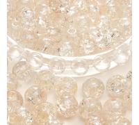 XWNXQ 100 Pcs 10 Mm Clear Crackle Glass Beads, Colorful Round Glass Beads with Holes, for DIY Crafts Bracelet Necklace Hair Accessories Jewelry Making