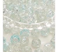 XWNXQ 100 Pcs 10 Mm Clear Crackle Glass Beads, Colorful Round Glass Beads with Holes, for DIY Crafts Bracelet Necklace Hair Accessories Jewelry Making