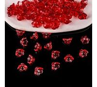 XWNXQ 100 Pcs 10 Mm Flower Glass Beads, Colorful Bell Flower Loose Beads, for Threading, DIY Bracelet Necklace Earrings Pendant Accessories
