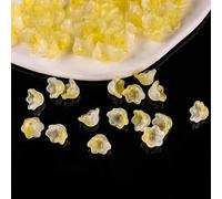 XWNXQ 100 Pcs 10 Mm Flower Glass Beads, Colorful Bell Flower Loose Beads, for Threading, DIY Bracelet Necklace Earrings Pendant Accessories