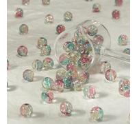 XWNXQ 100 Pcs 10 Mm Transparent Crackle Glass Beads, Colorful Round Glass Beads for Handmade Bracelet Necklace DIY Craft Decoration Accessories