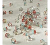XWNXQ 100 Pcs 10 Mm Transparent Crackle Glass Beads, Colorful Round Glass Beads for Handmade Bracelet Necklace DIY Craft Decoration Accessories